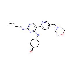 CCCCNc1ncc(-c2ccc(CN3CCOCC3)cn2)c(N[C@H]2CC[C@H](O)CC2)n1 ZINC000253387880