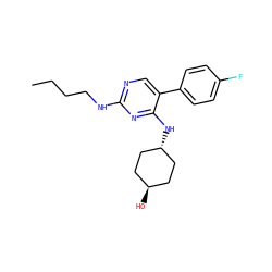 CCCCNc1ncc(-c2ccc(F)cc2)c(N[C@H]2CC[C@H](O)CC2)n1 ZINC000261151043