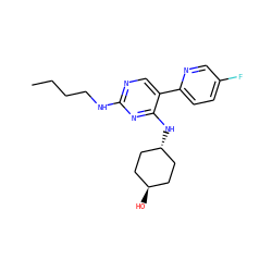 CCCCNc1ncc(-c2ccc(F)cn2)c(N[C@H]2CC[C@H](O)CC2)n1 ZINC000261109229