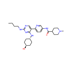 CCCCNc1ncc(-c2ccc(NC(=O)C3CCN(C)CC3)cn2)c(N[C@H]2CC[C@H](O)CC2)n1 ZINC000261080381