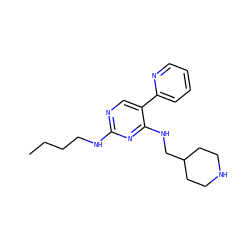 CCCCNc1ncc(-c2ccccn2)c(NCC2CCNCC2)n1 ZINC000103241396