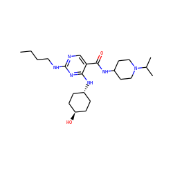 CCCCNc1ncc(C(=O)NC2CCN(C(C)C)CC2)c(N[C@H]2CC[C@H](O)CC2)n1 ZINC000261087807