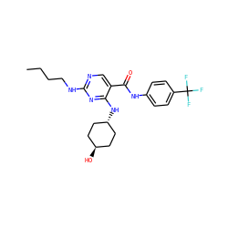 CCCCNc1ncc(C(=O)Nc2ccc(C(F)(F)F)cc2)c(N[C@H]2CC[C@H](O)CC2)n1 ZINC000261094811