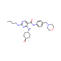 CCCCNc1ncc(C(=O)Nc2ccc(CN3CCOCC3)cc2)c(N[C@H]2CC[C@H](O)CC2)n1 ZINC000261095947