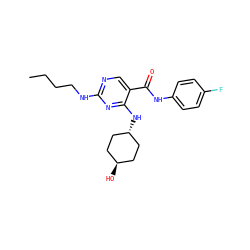 CCCCNc1ncc(C(=O)Nc2ccc(F)cc2)c(N[C@H]2CC[C@H](O)CC2)n1 ZINC000261090647