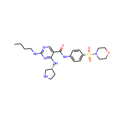 CCCCNc1ncc(C(=O)Nc2ccc(S(=O)(=O)N3CCOCC3)cc2)c(N[C@@H]2CCNC2)n1 ZINC000103257263