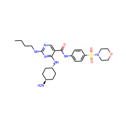 CCCCNc1ncc(C(=O)Nc2ccc(S(=O)(=O)N3CCOCC3)cc2)c(N[C@H]2CC[C@H](N)CC2)n1 ZINC000261113448