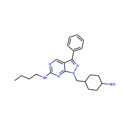 CCCCNc1ncc2c(-c3ccccc3)nn(CC3CCC(N)CC3)c2n1 ZINC000084653113