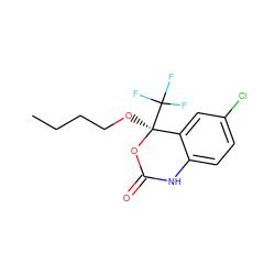 CCCCO[C@@]1(C(F)(F)F)OC(=O)Nc2ccc(Cl)cc21 ZINC000005973700