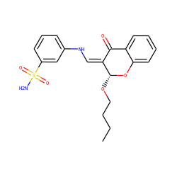 CCCCO[C@H]1Oc2ccccc2C(=O)/C1=C\Nc1cccc(S(N)(=O)=O)c1 ZINC000653851921