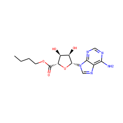 CCCCOC(=O)[C@H]1O[C@@H](n2cnc3c(N)ncnc32)[C@H](O)[C@@H]1O ZINC000013604503