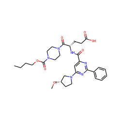 CCCCOC(=O)N1CCN(C(=O)[C@H](CCC(=O)O)NC(=O)c2cc(N3CC[C@H](OC)C3)nc(-c3ccccc3)n2)CC1 ZINC000202352080