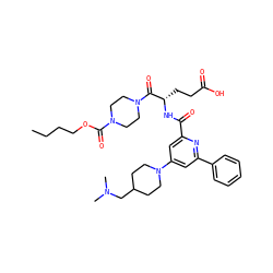 CCCCOC(=O)N1CCN(C(=O)[C@H](CCC(=O)O)NC(=O)c2cc(N3CCC(CN(C)C)CC3)cc(-c3ccccc3)n2)CC1 ZINC000049745573