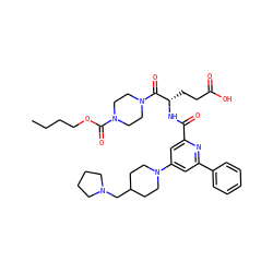 CCCCOC(=O)N1CCN(C(=O)[C@H](CCC(=O)O)NC(=O)c2cc(N3CCC(CN4CCCC4)CC3)cc(-c3ccccc3)n2)CC1 ZINC000049762698