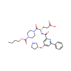 CCCCOC(=O)N1CCN(C(=O)[C@H](CCC(=O)O)NC(=O)c2cc(O[C@@H]3CCNC3)cc(-c3ccccc3)n2)CC1 ZINC000049756963
