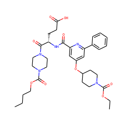 CCCCOC(=O)N1CCN(C(=O)[C@H](CCC(=O)O)NC(=O)c2cc(OC3CCN(C(=O)OCC)CC3)cc(-c3ccccc3)n2)CC1 ZINC000049711070