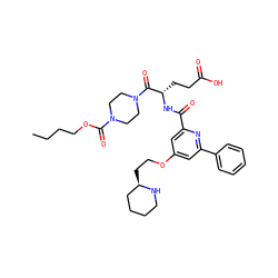 CCCCOC(=O)N1CCN(C(=O)[C@H](CCC(=O)O)NC(=O)c2cc(OCC[C@@H]3CCCCN3)cc(-c3ccccc3)n2)CC1 ZINC000049756137