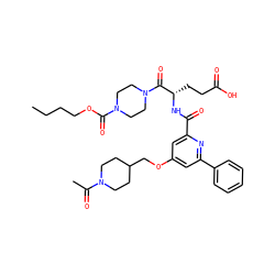 CCCCOC(=O)N1CCN(C(=O)[C@H](CCC(=O)O)NC(=O)c2cc(OCC3CCN(C(C)=O)CC3)cc(-c3ccccc3)n2)CC1 ZINC000049746346