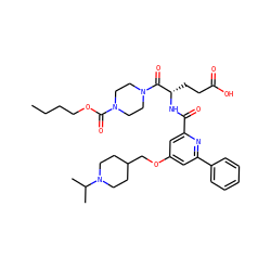 CCCCOC(=O)N1CCN(C(=O)[C@H](CCC(=O)O)NC(=O)c2cc(OCC3CCN(C(C)C)CC3)cc(-c3ccccc3)n2)CC1 ZINC000049746342