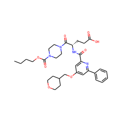 CCCCOC(=O)N1CCN(C(=O)[C@H](CCC(=O)O)NC(=O)c2cc(OCC3CCOCC3)cc(-c3ccccc3)n2)CC1 ZINC000049756391