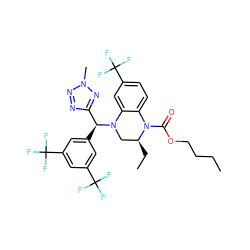 CCCCOC(=O)N1c2ccc(C(F)(F)F)cc2N([C@@H](c2cc(C(F)(F)F)cc(C(F)(F)F)c2)c2nnn(C)n2)C[C@@H]1CC ZINC000049946832