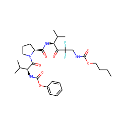 CCCCOC(=O)NCC(F)(F)C(=O)[C@@H](NC(=O)[C@@H]1CCCN1C(=O)[C@@H](NC(=O)Oc1ccccc1)C(C)C)C(C)C ZINC000026935899