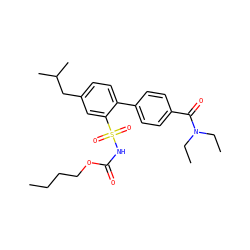 CCCCOC(=O)NS(=O)(=O)c1cc(CC(C)C)ccc1-c1ccc(C(=O)N(CC)CC)cc1 ZINC000040894271