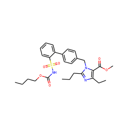 CCCCOC(=O)NS(=O)(=O)c1ccccc1-c1ccc(Cn2c(CCC)nc(CC)c2C(=O)OC)cc1 ZINC000026151061