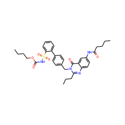 CCCCOC(=O)NS(=O)(=O)c1ccccc1-c1ccc(Cn2c(CCC)nc3ccc(NC(=O)CCCC)cc3c2=O)cc1 ZINC000027996794