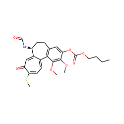 CCCCOC(=O)Oc1cc2c(c(OC)c1OC)-c1ccc(SC)c(=O)cc1[C@@H](NC=O)CC2 ZINC000027645712