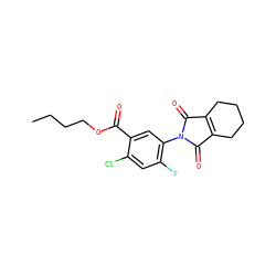 CCCCOC(=O)c1cc(N2C(=O)C3=C(CCCC3)C2=O)c(F)cc1Cl ZINC000098083578