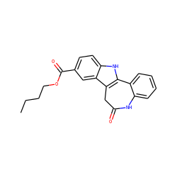 CCCCOC(=O)c1ccc2[nH]c3c(c2c1)CC(=O)Nc1ccccc1-3 ZINC000045245313