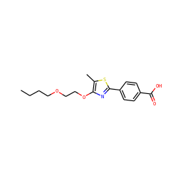 CCCCOCCOc1nc(-c2ccc(C(=O)O)cc2)sc1C ZINC000034807154