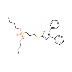 CCCCOP(=O)(CCCSc1nc(-c2ccccc2)c(-c2ccccc2)o1)OCCCC ZINC000013488978