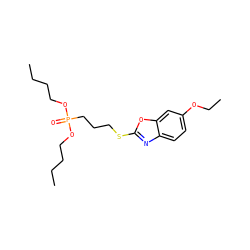 CCCCOP(=O)(CCCSc1nc2ccc(OCC)cc2o1)OCCCC ZINC000013488982