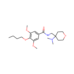 CCCCOc1c(OC)cc(C(=O)NCC2(N(C)C)CCOCC2)cc1OC ZINC000205669492