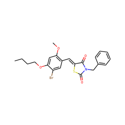 CCCCOc1cc(OC)c(/C=C2\SC(=O)N(Cc3ccccc3)C2=O)cc1Br ZINC000299840506