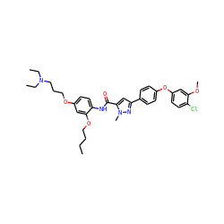 CCCCOc1cc(OCCCN(CC)CC)ccc1NC(=O)c1cc(-c2ccc(Oc3ccc(Cl)c(OC)c3)cc2)nn1C ZINC000169308196