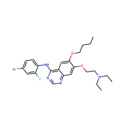 CCCCOc1cc2c(Nc3ccc(Br)cc3F)ncnc2cc1OCCN(CC)CC ZINC000084634473