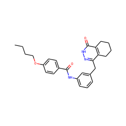 CCCCOc1ccc(C(=O)Nc2cccc(Cc3n[nH]c(=O)c4c3CCCC4)c2)cc1 ZINC000167724586