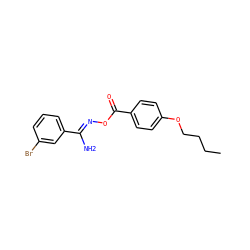CCCCOc1ccc(C(=O)O/N=C(\N)c2cccc(Br)c2)cc1 ZINC000004831975