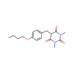 CCCCOc1ccc(CC2C(=O)N(C)C(=O)N(C)C2=O)cc1 ZINC000002997757