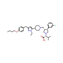 CCCCOc1ccc(Cc2cc(C3CCN(C[C@H]4CN([C@@H](C(=O)O)C(C)C)C[C@@H]4c4cccc(F)c4)CC3)n(CC)n2)cc1 ZINC000028095088