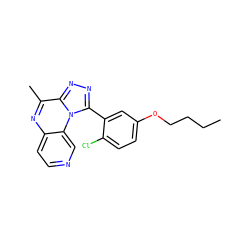 CCCCOc1ccc(Cl)c(-c2nnc3c(C)nc4ccncc4n23)c1 ZINC000299862321