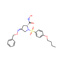 CCCCOc1ccc(S(=O)(=O)N2C/C(=N\OCc3ccccc3)C[C@@H]2C(=O)NO)cc1 ZINC000027619468