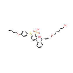 CCCCOc1ccc(Sc2ccc(-c3ccccc3[C@@H](O)C#CCOCCCCCO)cc2S(=O)(=O)O)cc1 ZINC000028873644