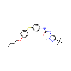 CCCCOc1ccc(Sc2ccc(NC(=O)Nc3cc(C(C)(C)C)nn3C)cc2)cc1 ZINC000013442532