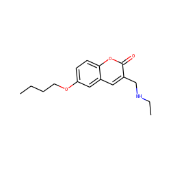 CCCCOc1ccc2oc(=O)c(CNCC)cc2c1 ZINC000103258697