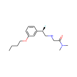 CCCCOc1cccc([C@@H](F)CNCC(=O)N(C)C)c1 ZINC000148921949