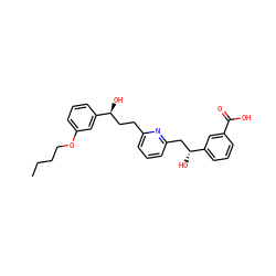 CCCCOc1cccc([C@@H](O)CCc2cccc(C[C@@H](O)c3cccc(C(=O)O)c3)n2)c1 ZINC000013833514